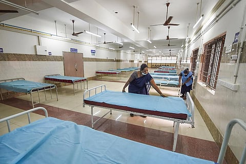 COVID-19 ward with several beds