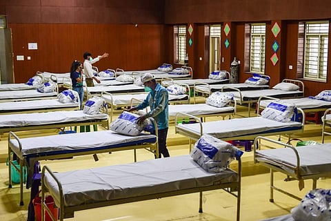 A COVID Care Centre being set up