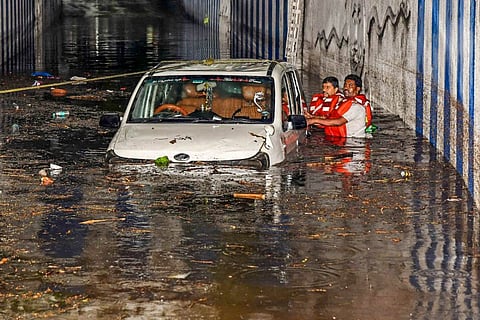 Car submerged at KR circle underpass