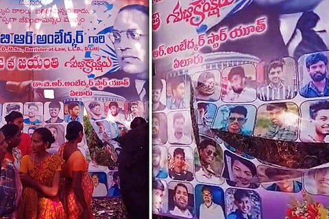 Ambedkar poster torn