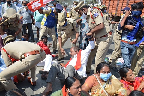 Protesters being removed from Highways for blocking road. 