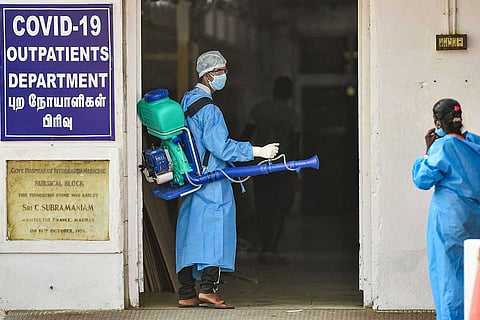 Disinfecting Chennai hospital