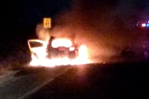 Watch: Car goes up in flames near Coimbatore, no casualties reported