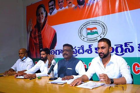 Congress spokesperson Dr Dasoju Sravan speaking to media 
