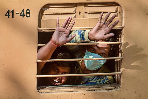 Migrant workers on train