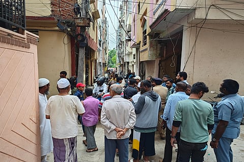 Crowd gathers outside Syed Saifuddin's house in Hyderabad following his demise  
