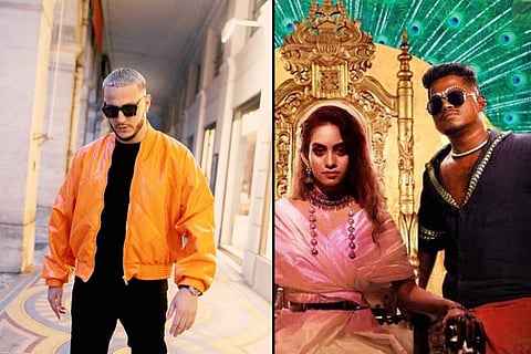 DJ Snake on the left and a screengrab from Enjoy Enjaami on the right