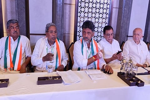 Congress leaders at legislature party meeting on May 14 in Bengaluru