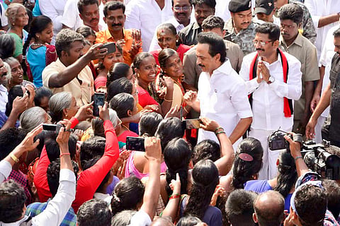 DMK President MK Stalin meets voters while on poll campaign