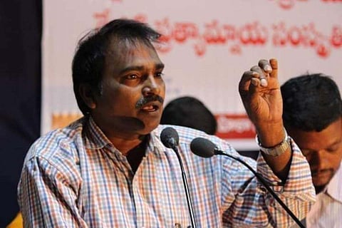 Dappu Ramesh speaking at an event