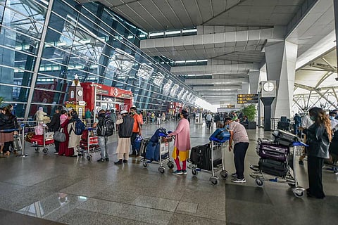 Passengers at Delhi airport
