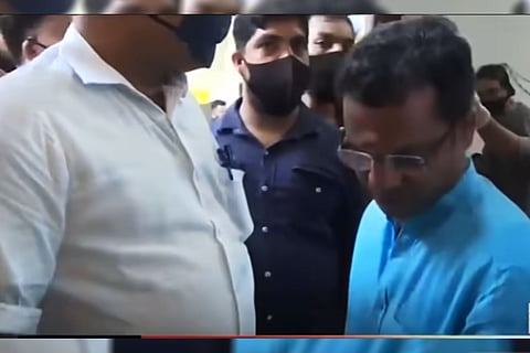 Dharmajan Bolgatty leaving from the polling booth