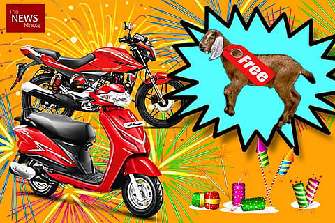 This TN motorcycle dealership had an unusual festive offer: Buy a bike, get a goat free