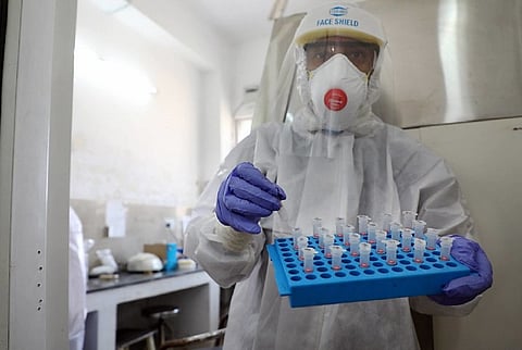 Rise in number of suspected COVID-19 patients walking in for tests at Vijaya diagnostics and Cell diagnostics at Virinchi hospital.