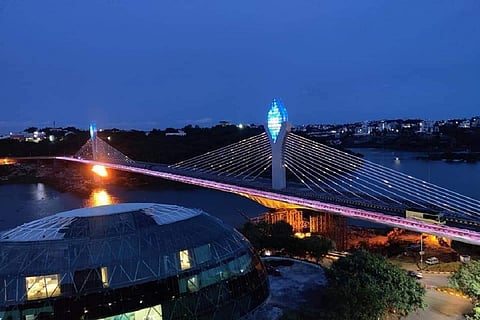 Minister KT Rama Rao described the bridge as "another jewel" in the "city of pearls".