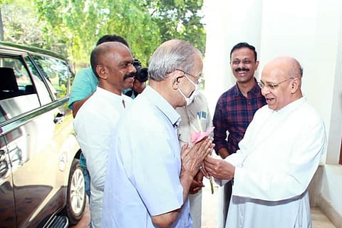 BJP’s candidate from Palakkad ‘Metroman’ E Sreedharan meets Bishop of Palakkad Archdiocese Jacob Manathodath 