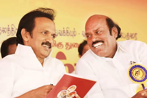 File image of DMK Working President MK Stalin with DMK leader E Velu