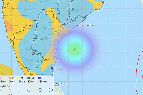 Seismic map of earthquake in Kakinada