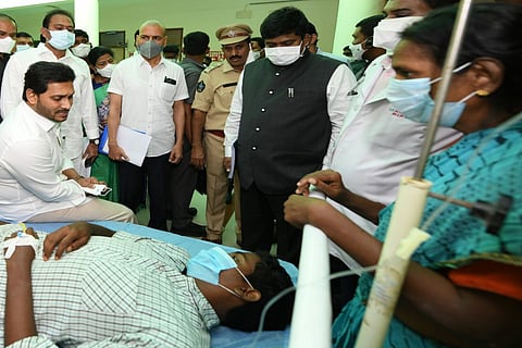 Andhra CM Jagan interacting with patient