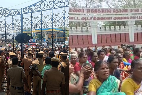 Eraiyur residents protest at Pudukkottai Collector's office 