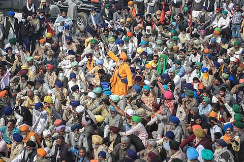Farmer protests at Singhu border
