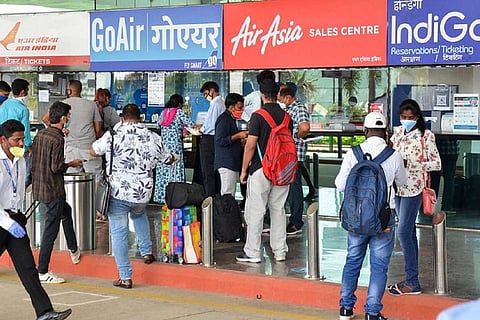 Ticket queue at airline counters