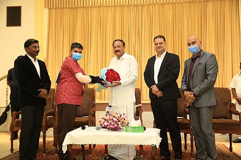 A team of doctors from Gleneagles Global Health City being honoured by Vice President Naidu