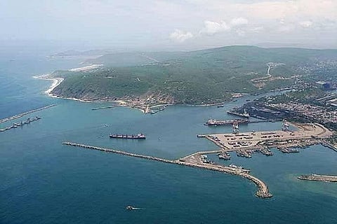 An aerial view of Gangavaram Port in Andhra Pradesh