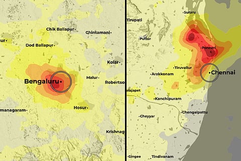 Sattelite images showing NO2 emissions 
