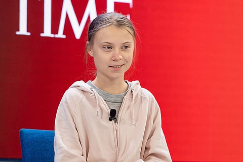 Environment activist Greta Thunberg speaking at an event hosted by Time magazine 