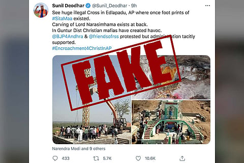 A fake news stamp on a tweet by BJP's Andhra Pradesh incharge