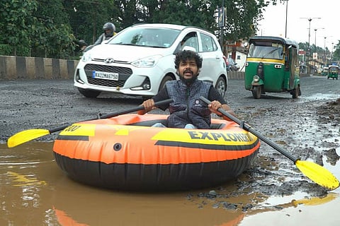When life gives you potholes, make an inflatable boat! That's what Belagavi did