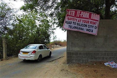 'Safety at your own risk': Irked with bad road, Hyderabad residents name it after KTR