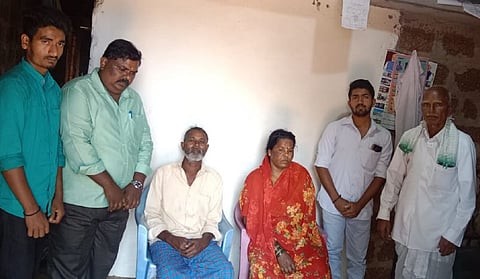 Family of Naveen in their home in Haveri