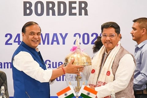 Assam Chief Minister Himanta Biswa Sarma and his Meghalaya counterpart Conrad K Sangma