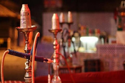 Hookah lined up in bar