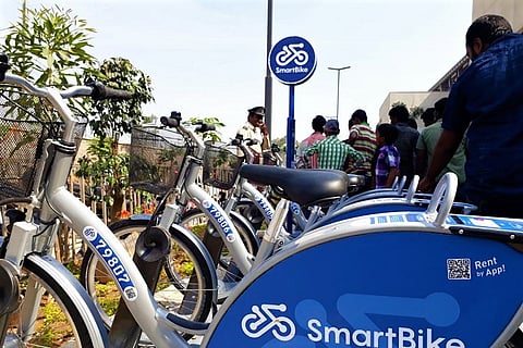 Aiming at last-mile connectivity, public bike sharing system launched for Hyd Metro
