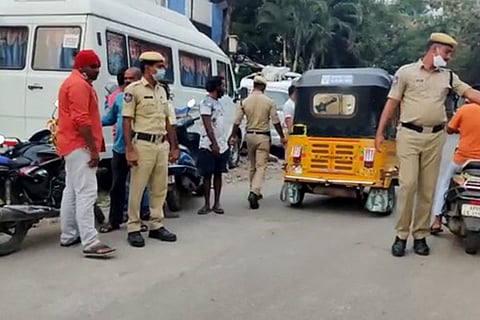 Hyderabad police conducting cordon and search operation