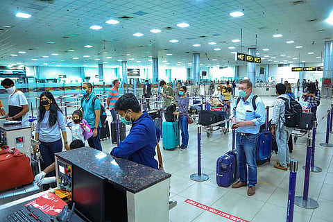 Passengers inside Hyderabad airport