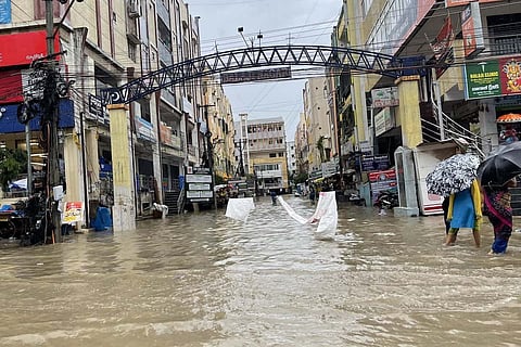 Waterlogged street in Hyderabad