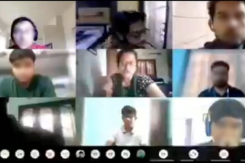 Screengrab of an ongoing online class at IIT Kharagpur where the teacher can be seen in the middle