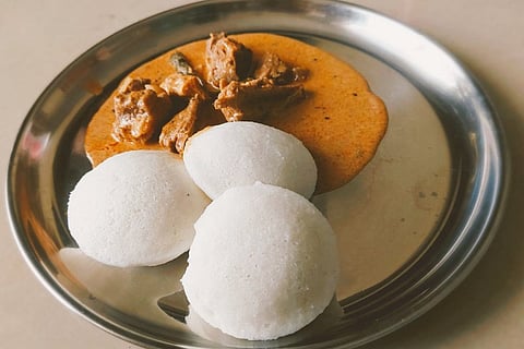 Idly and mutton curry 