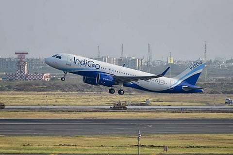 IndiGo flight taking-off from the runway