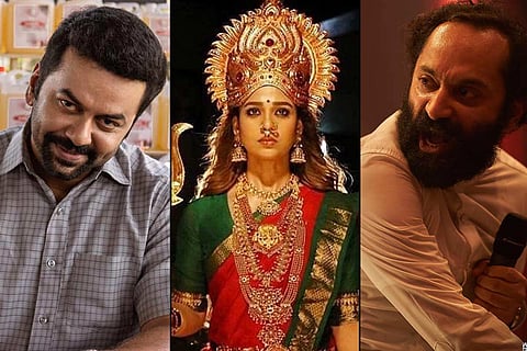 Indrajith from Halal Love Story, Nayanthara from Mookuthi Amman and Fahadh Faasil from Trance