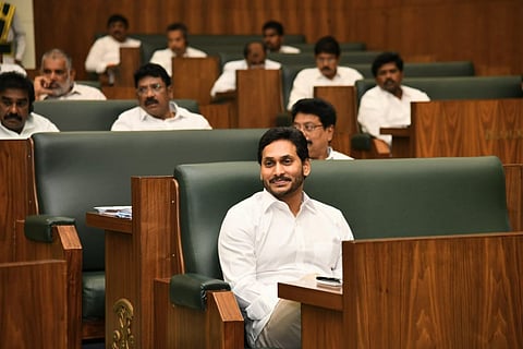 Andhra Pradesh Chief Minister Jagan Mohan Reddy in the Assembly