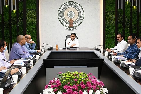 Andhra Pradesh Chief Minister Jagan Mohan Reddy in a meeting with health department officials 