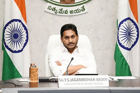Jagan Mohan Reddy with his hands folded