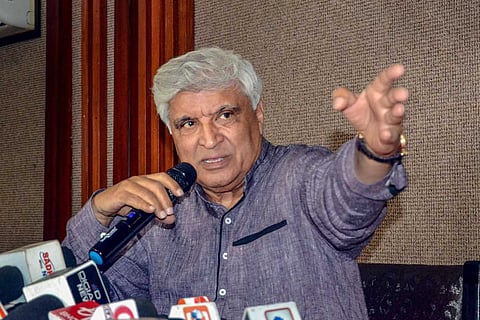 FIle image of Lyricist and screenwriter Javed Akhtar addressing the media