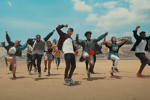 Group of people dancing to Jorthaale song