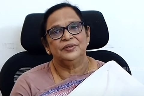 KC Rosakutty talking during a press meeting